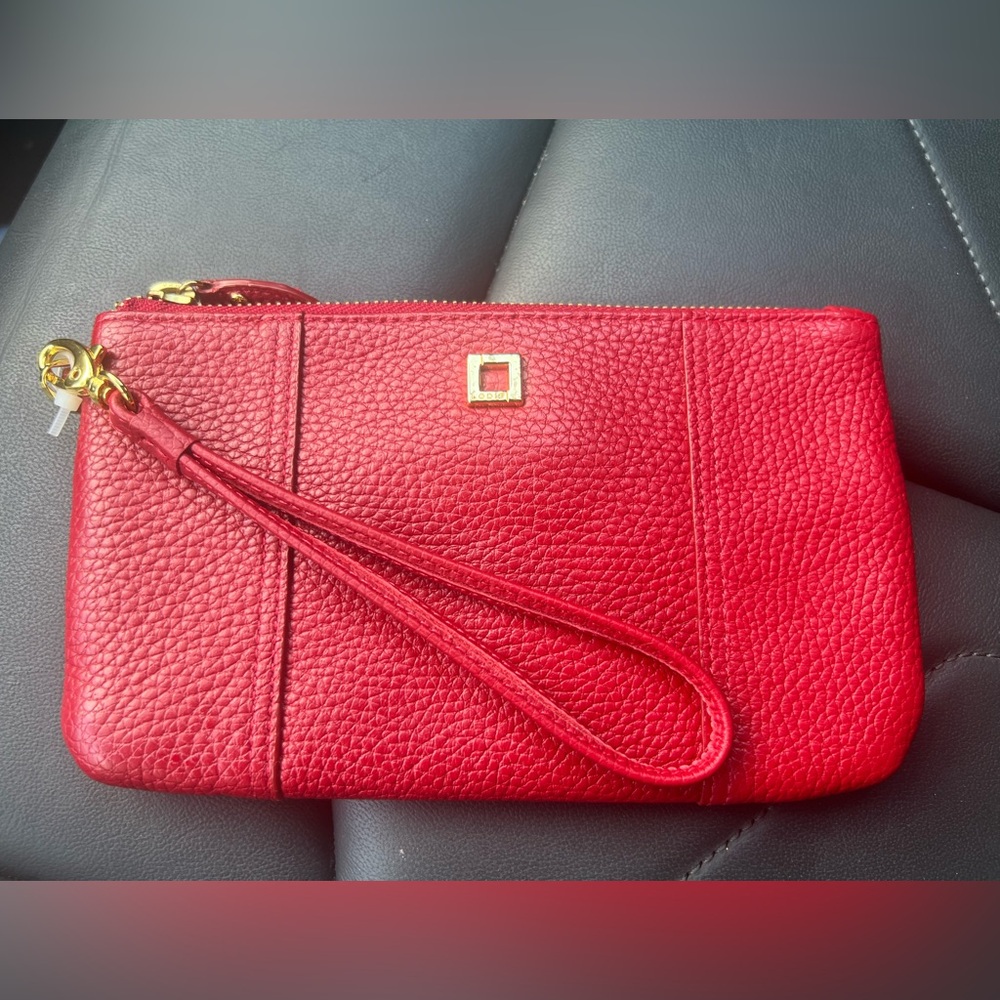 Lodis Wristlet Wallet Red Pebble Leather Purse
